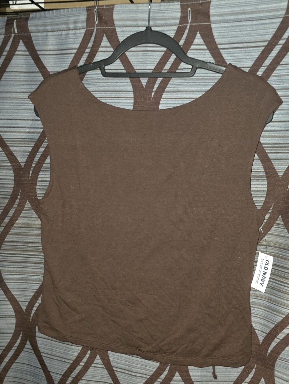 Old Navy Brown Cap-Sleeve Boatneck Top